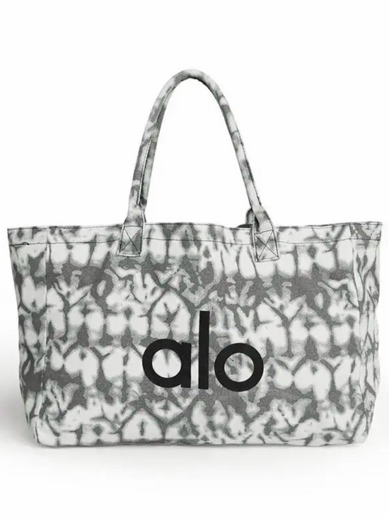 ALO Yoga Handbags - ALO Yoga Gray Tie-Dye Canvas Tote with Black Logo